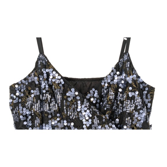 EXPRESS Dark Fairy Sequined Dress SMALL Black Spaghetti Straps Grunge - Picture 8 of 13